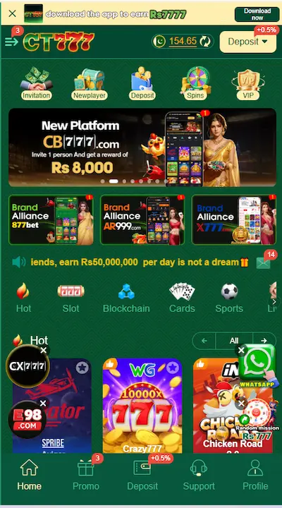 ct777 game home screen image