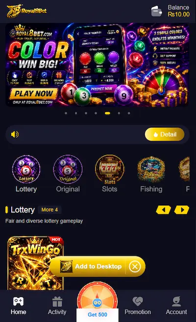 royal8bet game home screen image