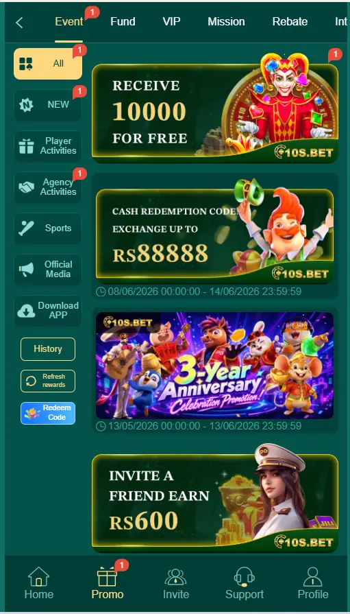 10sbet game bonuses image
